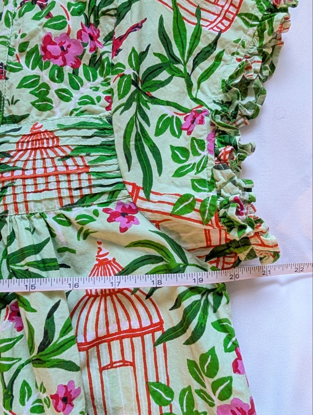 Printfresh Organic Cotton Floral Bird Print Night Gown Ruffle Hem & Sleeve Sz M - Picture 9 of 14